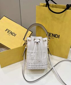 Fendi Mon Tresor White Mini-bag with stitching For Woman 18cm/7in 8BS010AGV0F0K7E