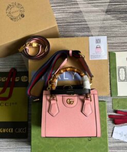 Gucci Diana Mini Tote Bag Pink For Women, Women's Bags 7.9in/20cm GG 702732 U3ZDT 5479