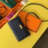 Hermes Kelly Wallet To Go Woc Epsom Blue For Women, Women's Wallet 8.3in/21cm
