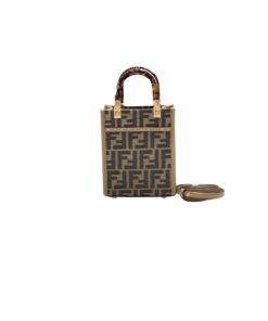 Fendi FD Sunshine Mini Shopper Bag Brown For Women 7.1 in/ 18 cm