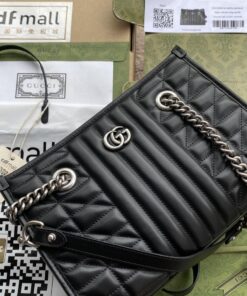 Gucci GG Marmont Small Tote Bag Black Matelasses For Women 10.4in/26.5cm GG 681483 UM8BN 1000