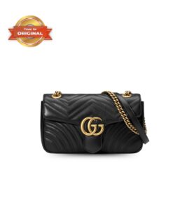 [True-to-ORIGINAL] Gucci GG Marmont Small Shoulder Bag Black For Women 25.4/10in 443497 DTDIT 1000