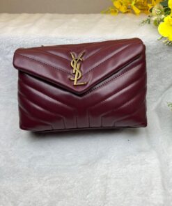 Saint Laurent Loulou Small Chain Bag In Matelasse "Y" Burgundy For Women 9.8in/23cm YSL 494699DV7276475