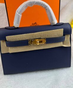 Hermes Kelly 19 Blue France Swift Bag For Women, Women's Handbags, Shoulder Bags 7.5in/19cm