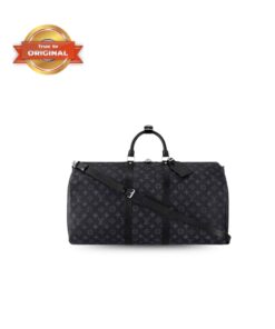 [True-to-ORIGINAL] Louis Vuitton Keepall Bandouliere 55 Bag Monogram Eclipse Black For Men 55cm/21.7in M40605