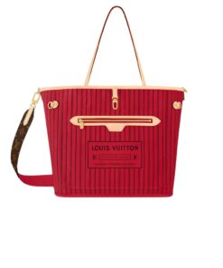 Louis Vuitton Neverfull Bandouliere Inside Out MM Rouge Sari Textile For Women 31cm/12.2in - M12096