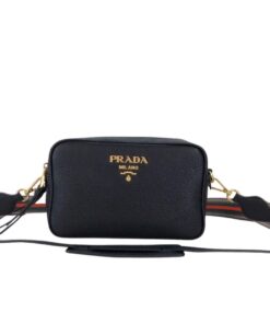 Prada Medium Camera Bag With Gold Tone Hardware In Black For Women 8.6in/ 22cm