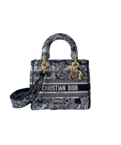 Dior Medium Lady D-Lite Bag Black For Women 9.5in/ 24cm