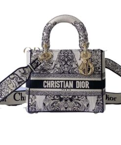 Dior Medium Lady D-Lite Bag White For Women 9.5in/ 24cm