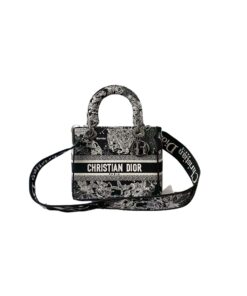 Dior Medium Lady D-Lite Bag Black For Women 9.5in/ 24cm M0565BRHZ_M911