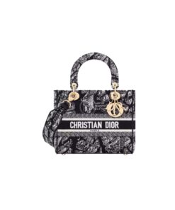 Dior Medium Lady D-Lite Bag Black For Women 9.5in/ 24cm M0565OOMP_M993