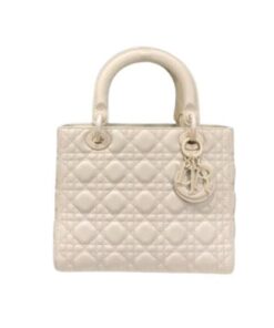 Christian Dior Medium Lady Dior Bag White For Women 9.5in/24cm