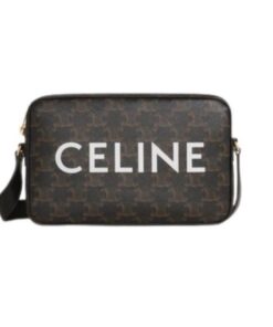 Celine Medium Messenger Bag in Triomphe Canvas With Celine Print Black For Women 9in/23cm 194502CIM.38NO