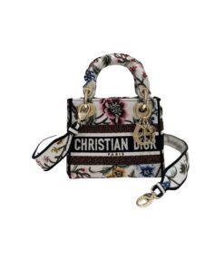 Dior Mini Lady D-Lite Bag White/Black For Women 6.5in/17cm