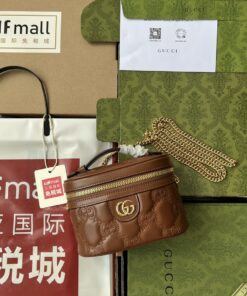 Gucci Quilted GG Mini Handbag Brown For Women, Women's Bags 6.3in/16cm GG 723770 UM8IG 2546