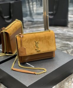 Saint Laurent Sunset Medium Chain Bag Brown For Women 9.8in/22cm YSL