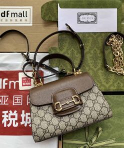 Gucci Ophidia Gucci Horsebit 1955 Mini Bag Light Brown And Beige For Women, Women's Bags 8.6in/22cm GG 703848 9AAAJ 8563