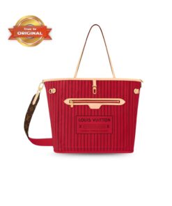 [True-to-ORIGINAL] Louis Vuitton Neverfull Bandouliere Inside Out MM Rouge Sari Textile For Women 31cm/12.2in M12096