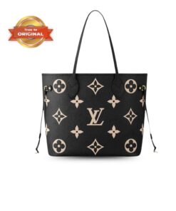 [True-to-ORIGINAL] Louis Vuitton Neverfull MM Tote Bag Monogram Empreinte Black/Beige For Women 31cm/12.2in M58907