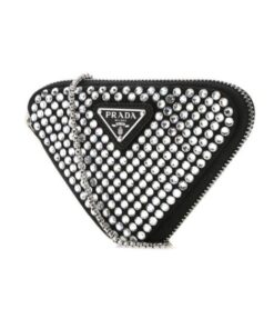 Prada Mini- Pouch With Artificial Crystals Bag Black For Women 3.9 in/ 10 cm 1NR005_2AWL_F0T7O