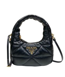Prada Quilted Nappa Shoulder Bag In Black For Women 8.3in/ 21cm