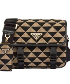 Prada Symbole Embroidered Fabric Bag In Beige For Women 8.6 in/ 22 cm 2VD034_2FKL_F0Y30_V_XOP
