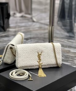 Saint Laurent Kate 99 Chain Bag With Tassel White For Women, Women's Bags 10.2in/26cm YSL