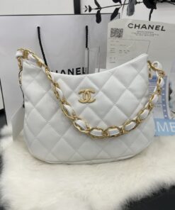 Chanel Hobo Handbag White For Women, Women's Bags 9.4in/24cm