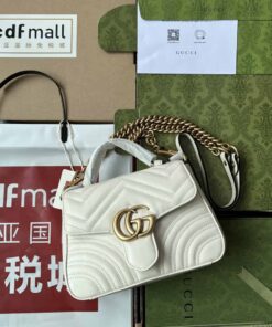 Gucci GG Marmont Mini Top Handle Bag White For Women, Women's Bags 8.3in/21cm GG 547260 DTDIT 9022