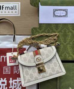 Gucci Ophidia GG Mini Shoulder Bag White For Women, Women's Bags 6.9in/17.5cm GG 696180 UULAK 9956