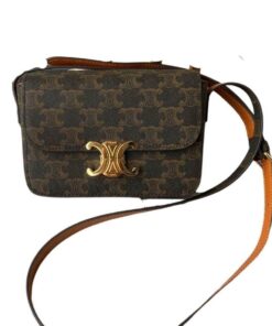 Celine Triomphe Shoulder Bag Brown/Black For Women 7in/18.5cm