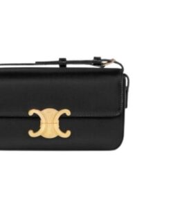Celine Triomphe Shoulder Bag In Shiny Black For Women? 8in/20cm 194143BF4.38NO