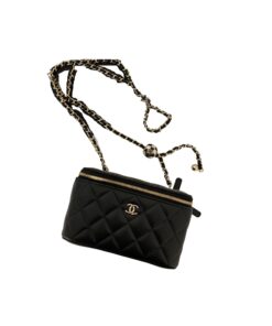 Chanel Vanity With Chain Black For Women 6.6 in / 17 cm