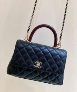 Chanel Medium Flap Bag With Top Handle Black For Women 9in/23cm A92990