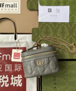 Gucci Quilted GG Mini Handbag Gray For Women, Women's Bags 6.3in/16cm GG 723770 UM8IG 1275