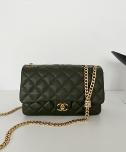 Chanel Small Flap Bag Green For Women, Women's Bags 8.7in/22cm