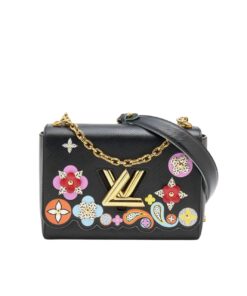 Louis Vuitton Epi Leather Limited Edition Flower Twist Bag Black 23Cm