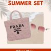 Summer Set Prada: Small Raffia Tote Bag + Sunglasses With Triangle Logo